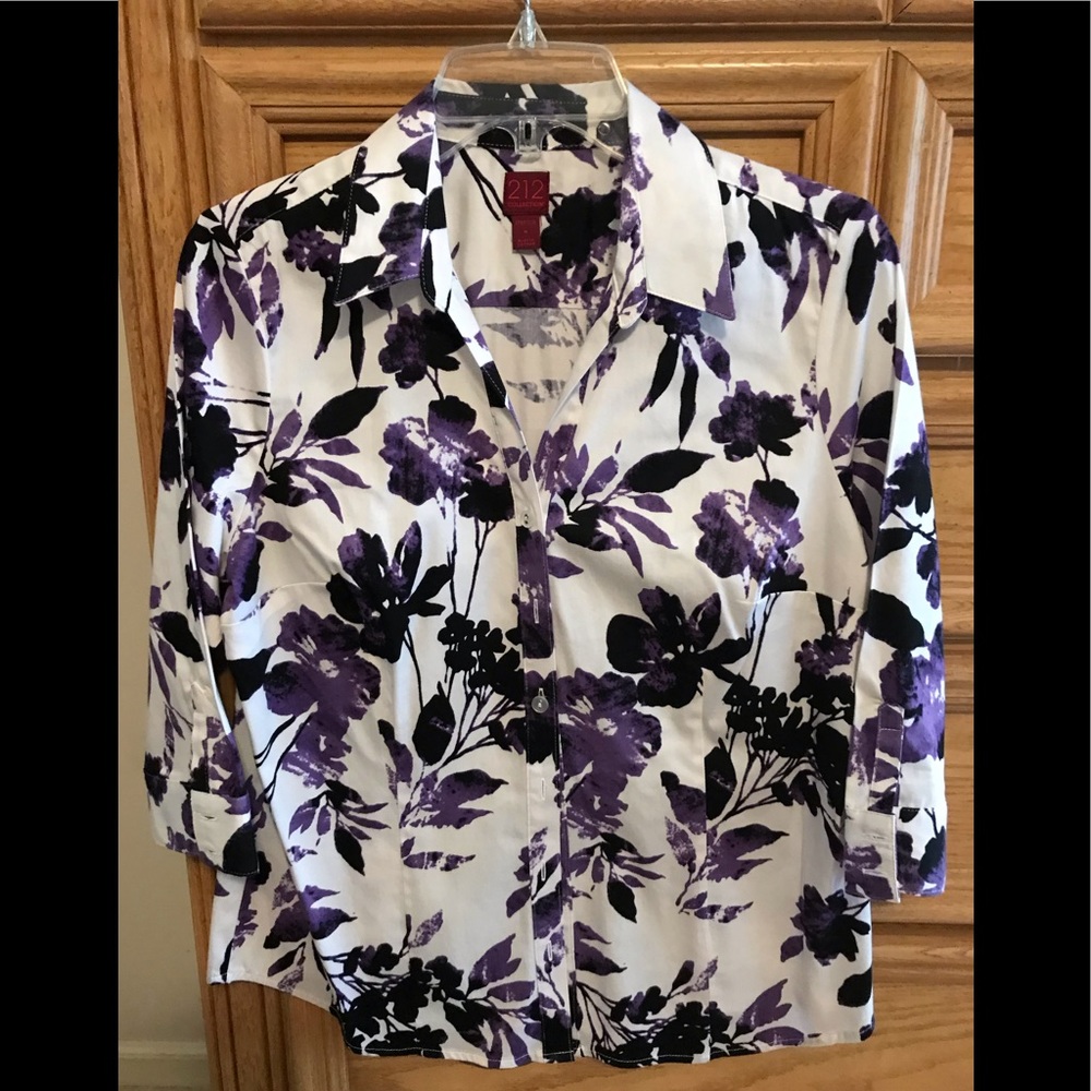 212 Collection V-Neck Button Down Blouse